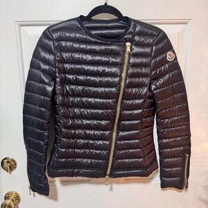 MONCLER Amey Black Quilted Down Puffer Jacket Longue Saison Size 1 US Size Small